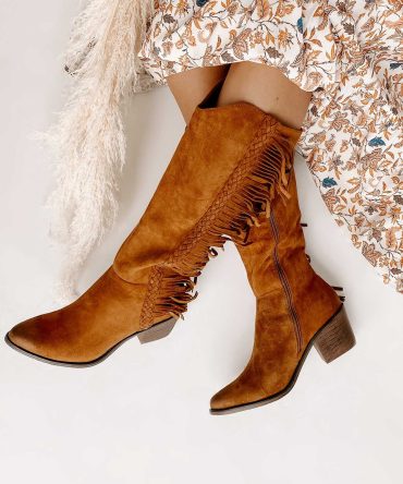 Wilder Faux Suede Fringe Boots (New Tan) · NanaMacs