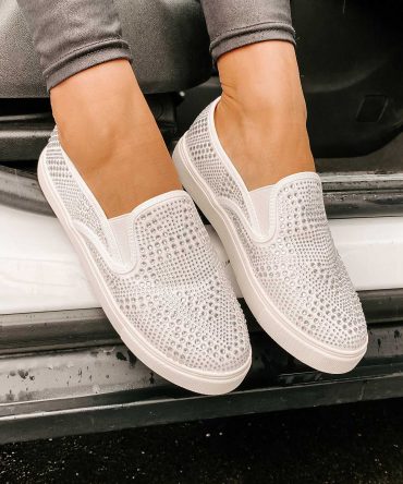 Infinity Rhinestone Slip-On Sneakers (White) · NanaMacs