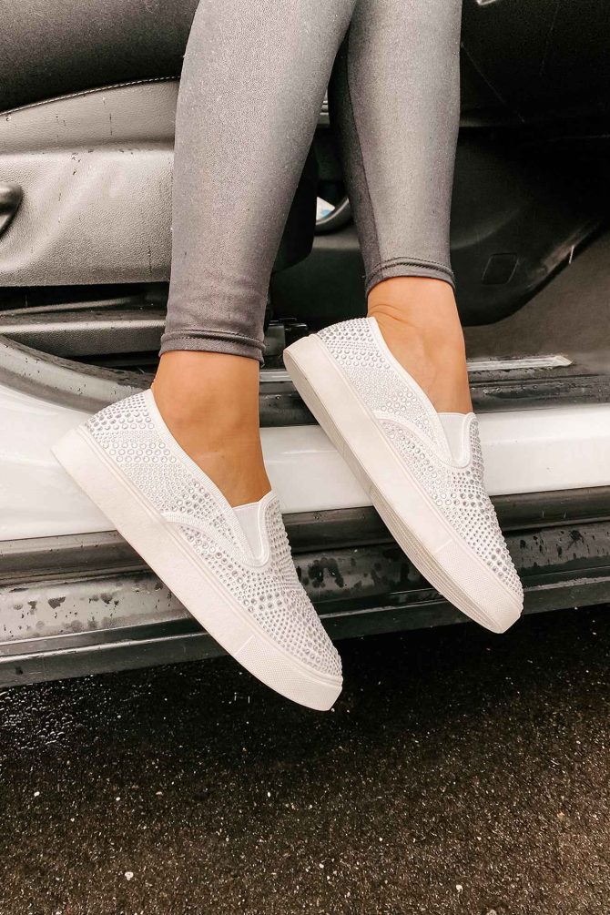Infinity Rhinestone Slip-On Sneakers (White) · NanaMacs - Image 2