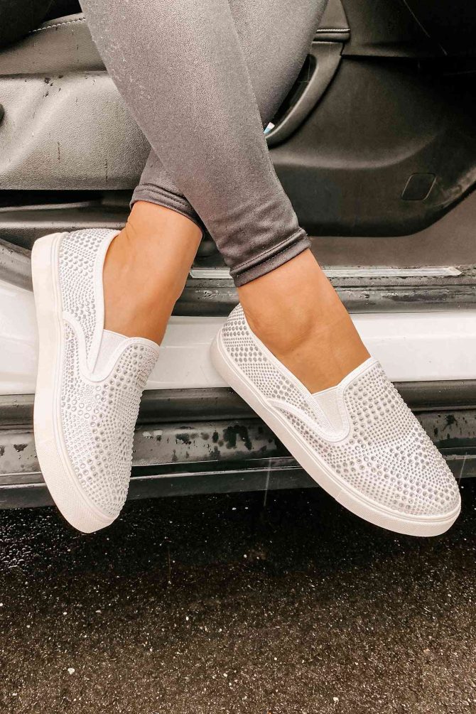 Infinity Rhinestone Slip-On Sneakers (White) · NanaMacs - Image 3
