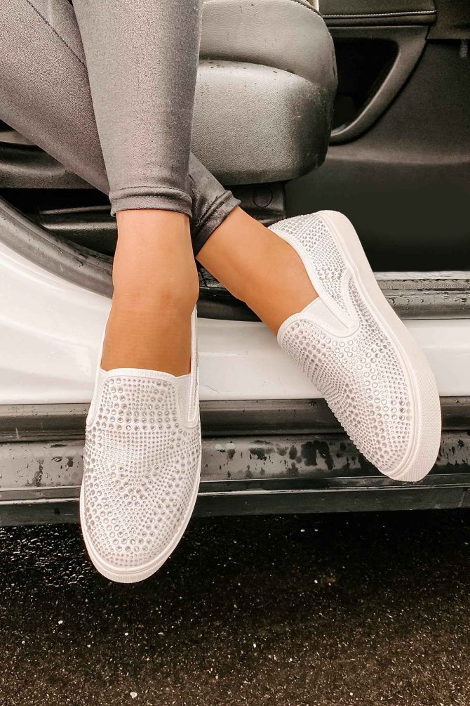 Infinity Rhinestone Slip-On Sneakers (White) · NanaMacs - Image 4