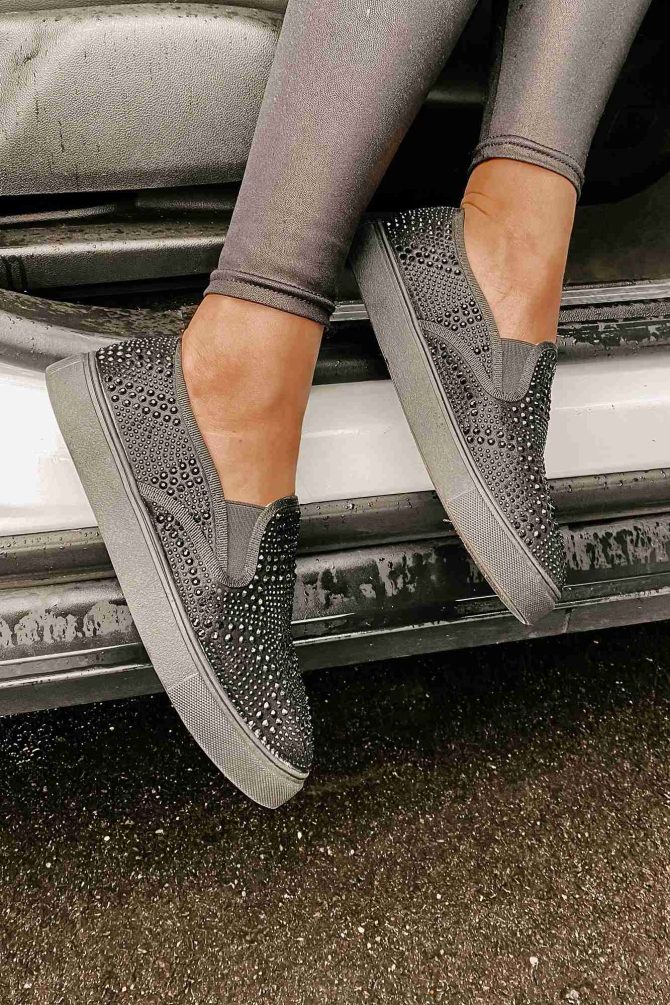 Infinity Rhinestone Slip-On Sneakers (Black) · NanaMacs - Image 3