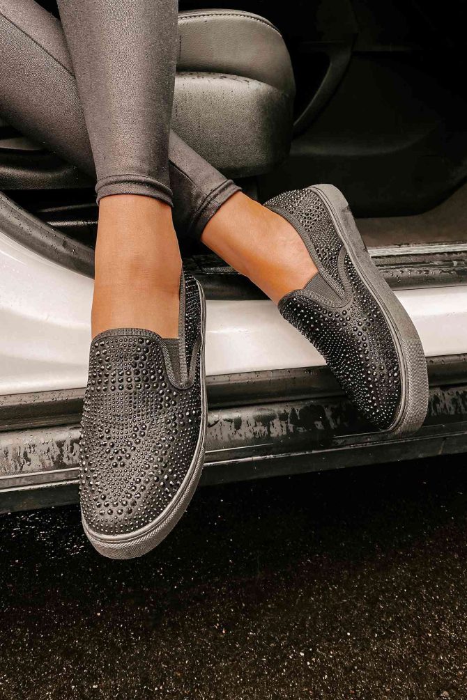 Infinity Rhinestone Slip-On Sneakers (Black) · NanaMacs - Image 2