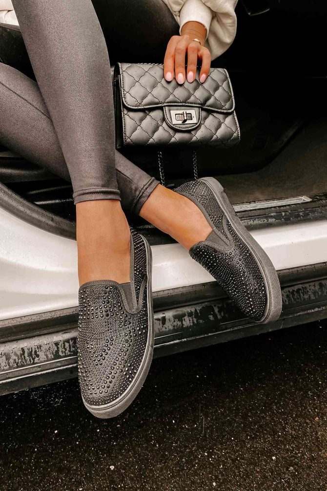 Infinity Rhinestone Slip-On Sneakers (Black) · NanaMacs - Image 4