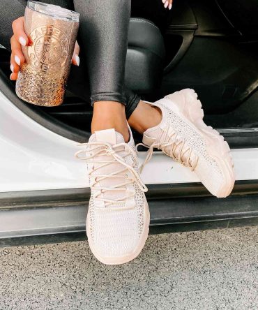Touch Of Sparkle Chunky Rhinestone Sneakers (Rose Gold Rhinestone) · NanaMacs