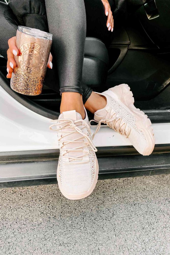 Touch Of Sparkle Chunky Rhinestone Sneakers (Rose Gold Rhinestone) · NanaMacs