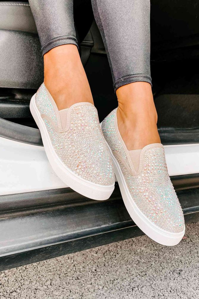 Infinity Rhinestone Slip-On Sneakers (Nude) · NanaMacs - Image 2