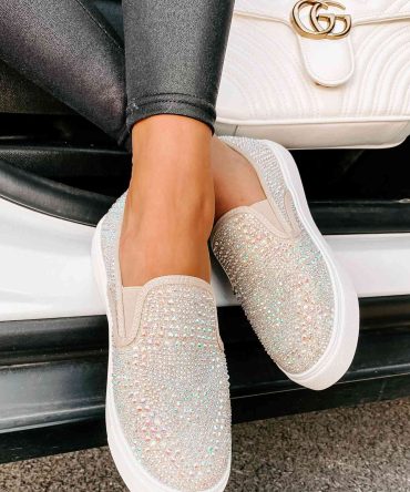 Infinity Rhinestone Slip-On Sneakers (Nude) · NanaMacs