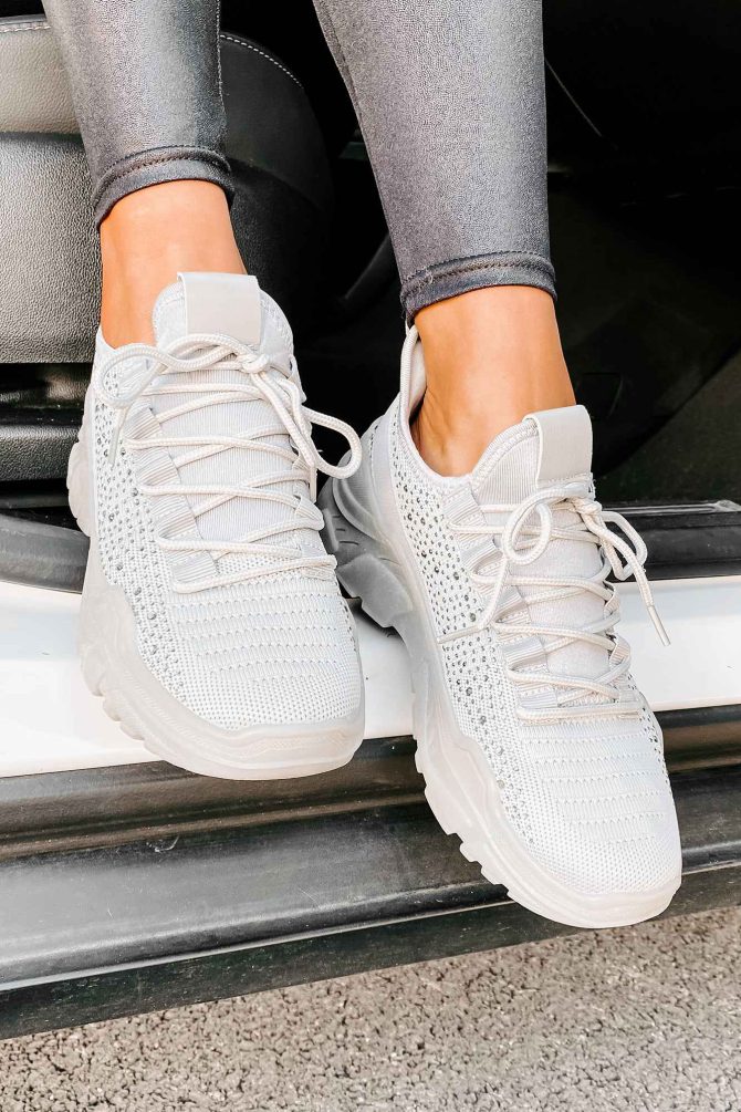 Touch Of Sparkle Chunky Rhinestone Sneakers (Grey) · NanaMacs - Image 3