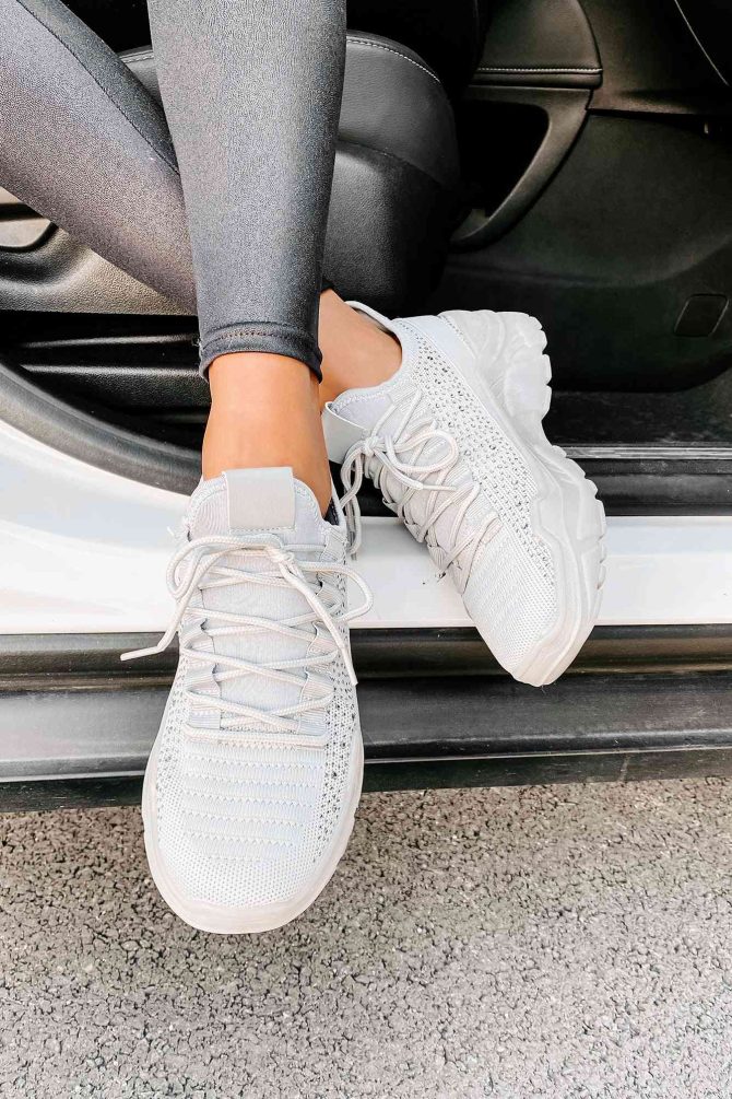 Touch Of Sparkle Chunky Rhinestone Sneakers (Grey) · NanaMacs - Image 4