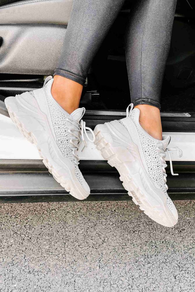 Touch Of Sparkle Chunky Rhinestone Sneakers (Grey) · NanaMacs - Image 2