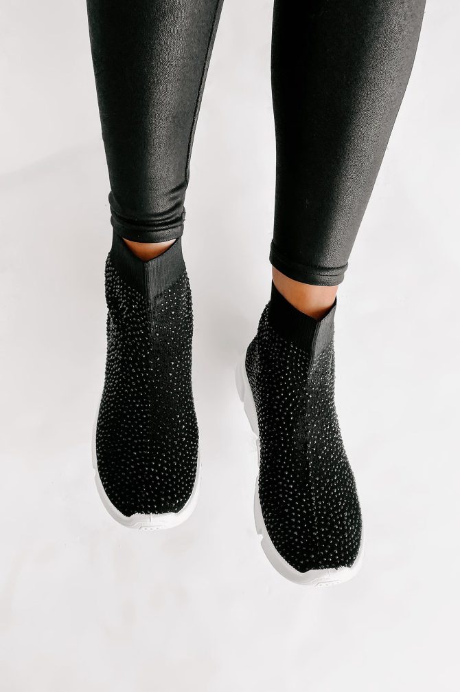 Real MVP Rhinestone Embellished Sock Knit Sneakers (Black) · NanaMacs - Image 4