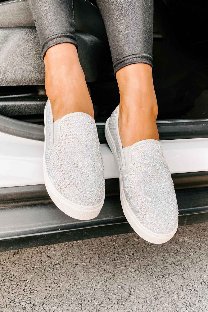 Infinity Rhinestone Slip-On Sneakers (Silver) · NanaMacs - Image 2