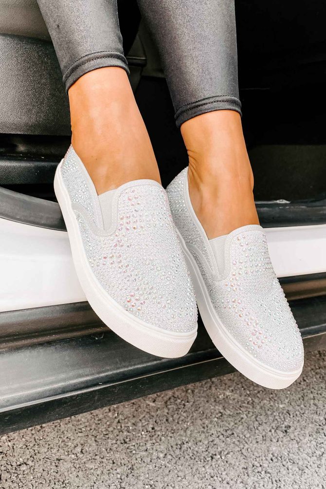 Infinity Rhinestone Slip-On Sneakers (Silver) · NanaMacs - Image 4