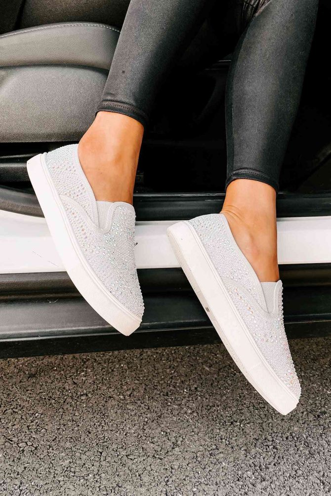 Infinity Rhinestone Slip-On Sneakers (Silver) · NanaMacs - Image 3