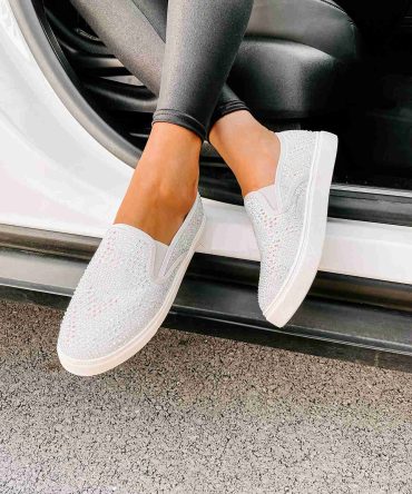 Infinity Rhinestone Slip-On Sneakers (Silver) · NanaMacs
