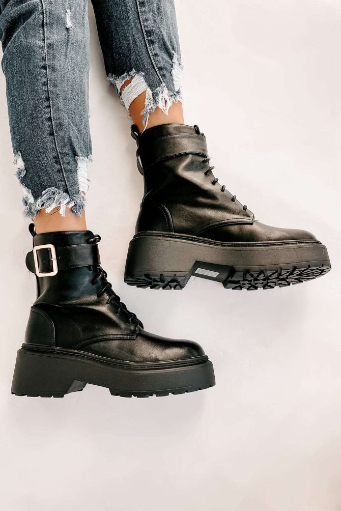 Xanti Lace-Up Platform Boots (Black) · NanaMacs - Image 4