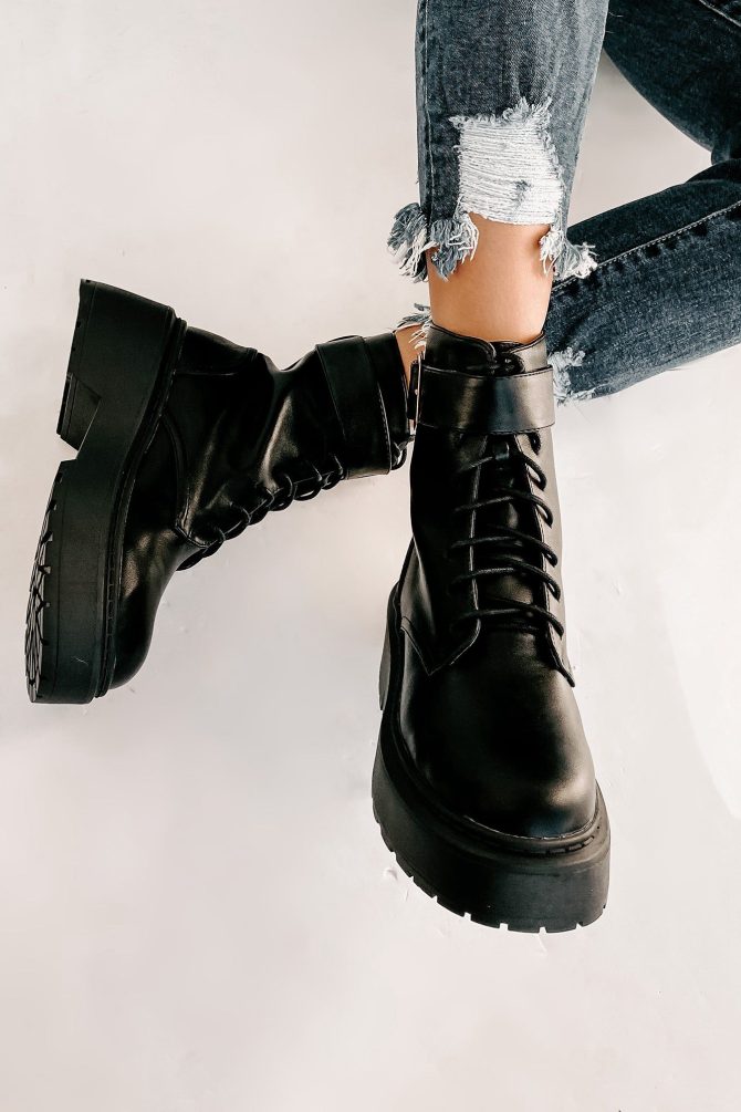 Xanti Lace-Up Platform Boots (Black) · NanaMacs - Image 3