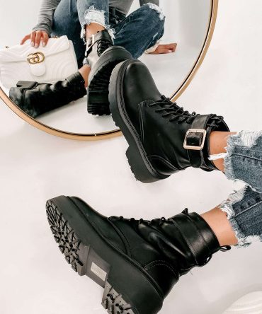 Xanti Lace-Up Platform Boots (Black) · NanaMacs