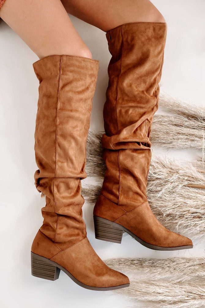 Big Sky Faux Suede Slouchy Knee High Boots (Camel) · NanaMacs - Image 2