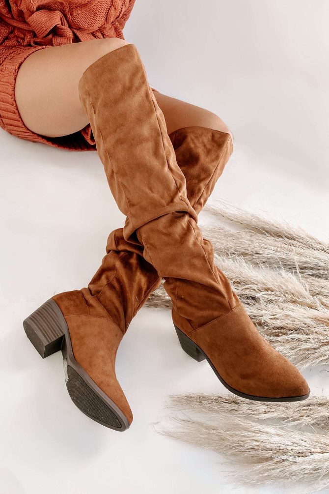 Big Sky Faux Suede Slouchy Knee High Boots (Camel) · NanaMacs