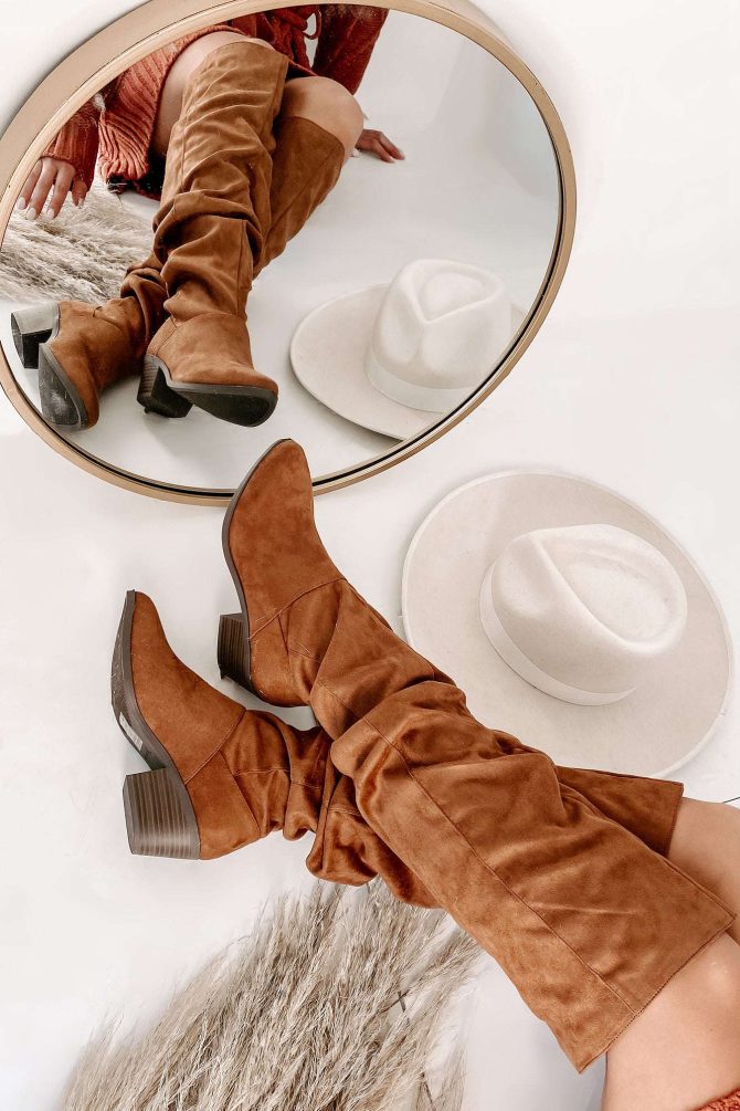 Big Sky Faux Suede Slouchy Knee High Boots (Camel) · NanaMacs - Image 3