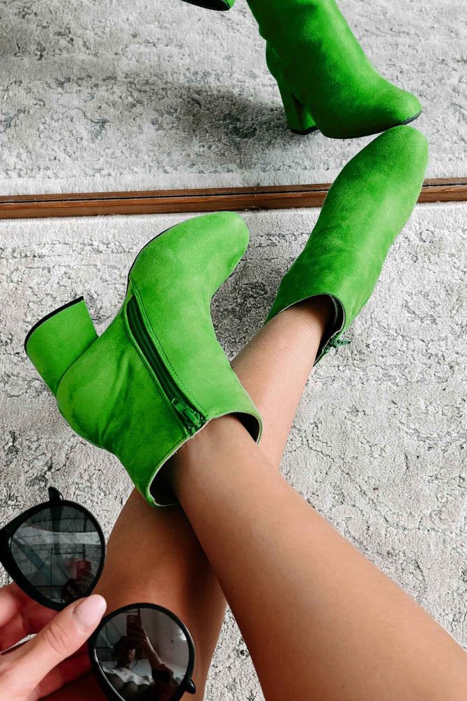 Remarkably Bold Faux Suede Booties (Green) · NanaMacs - Image 2