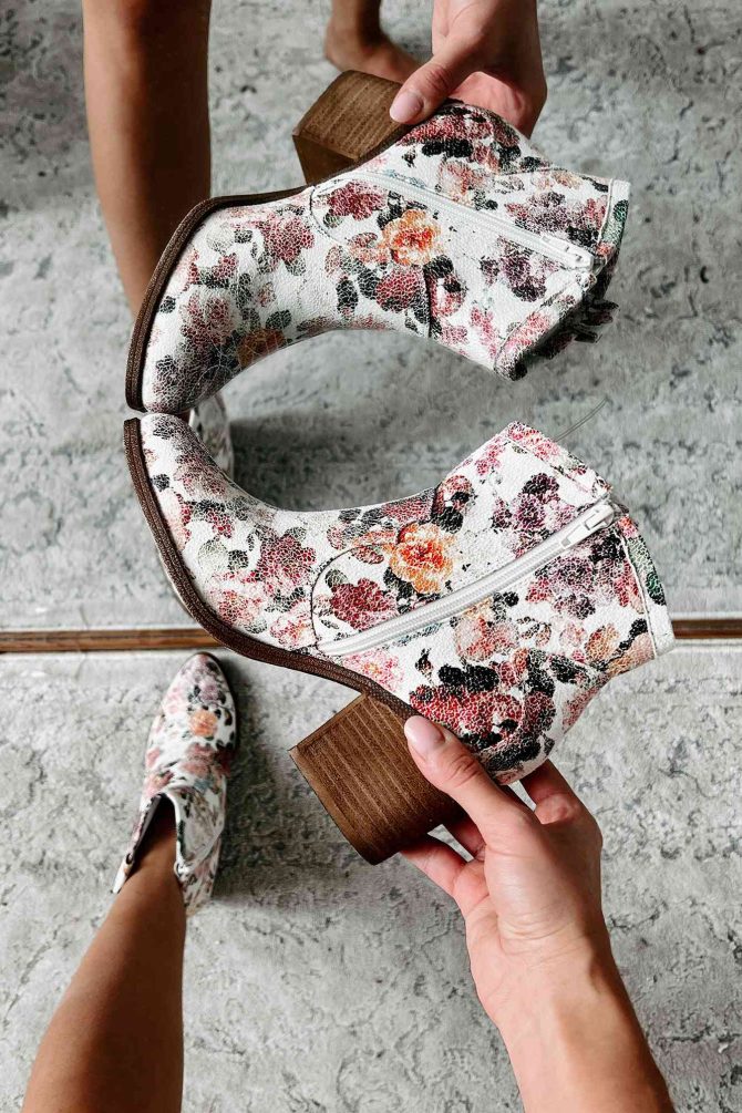 Wild Hearts Floral Western Booties (White/Floral) · NanaMacs - Image 2