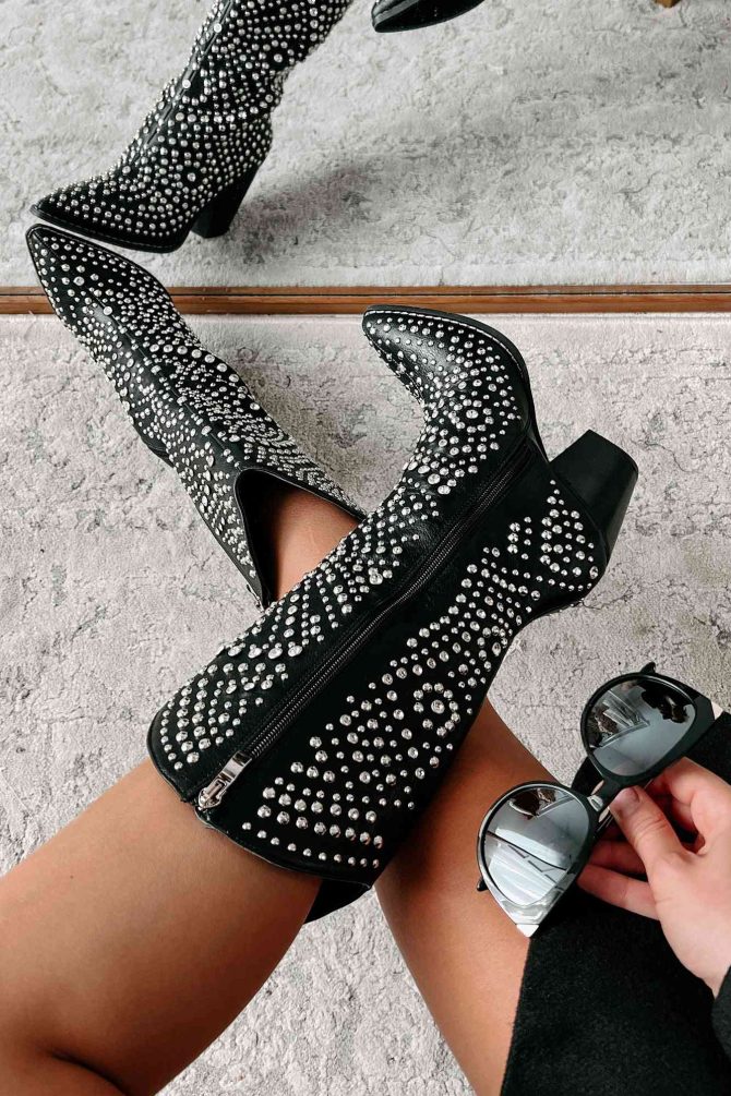 Country Soul Rhinestone/Studded Western Boots (Black) · NanaMacs - Image 4