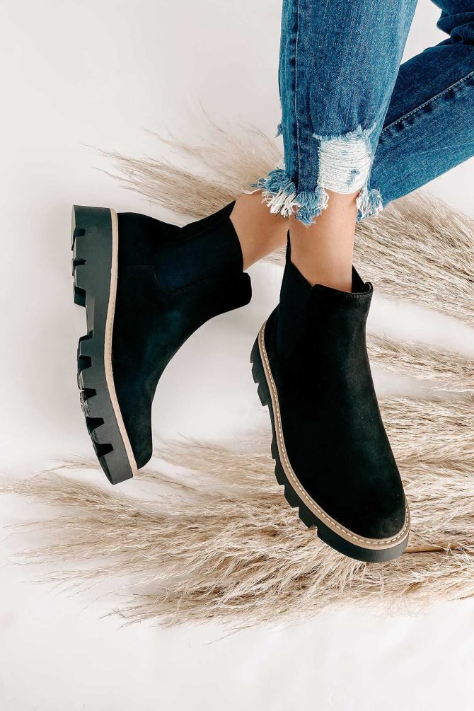 City Classic Faux Suede Booties (Black) · NanaMacs - Image 2