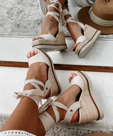 Makayla Ankle Tie Espadrille Wedge Sandals (Bone) · NanaMacs