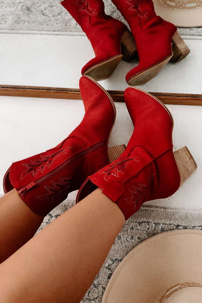 Don't Want Any Trouble Mid-Calf Western Booties (Vintage Red) · NanaMacs - Image 4