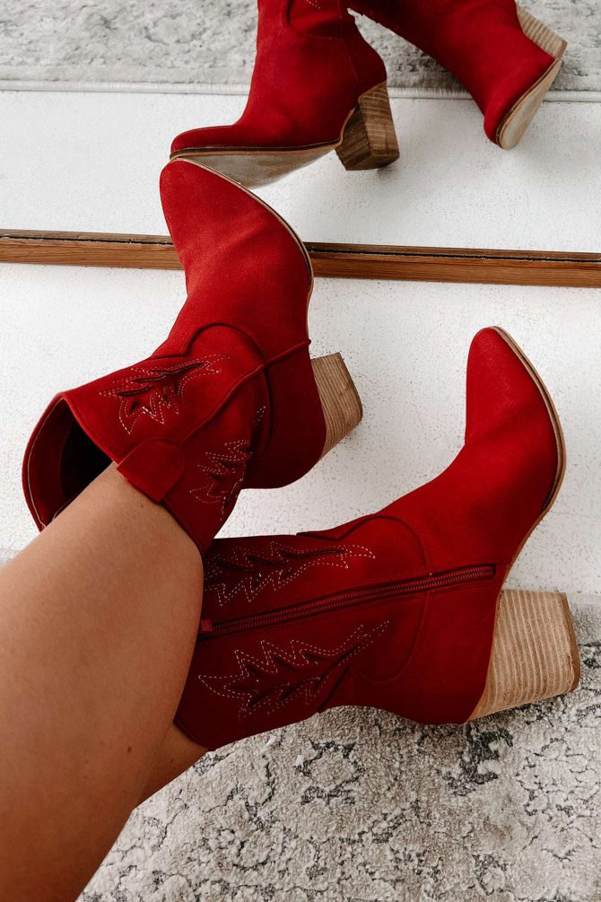 Don't Want Any Trouble Mid-Calf Western Booties (Vintage Red) · NanaMacs - Image 2
