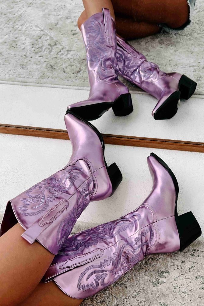 Danilo Metallic Cowboy Boots (Light Purple) · NanaMacs - Image 4