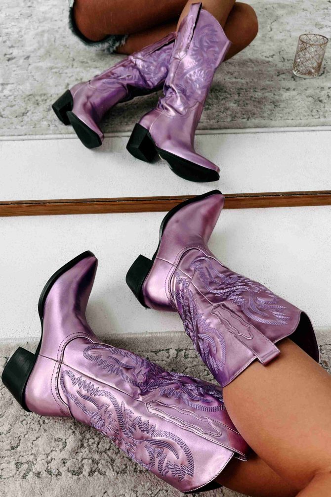 Danilo Metallic Cowboy Boots (Light Purple) · NanaMacs