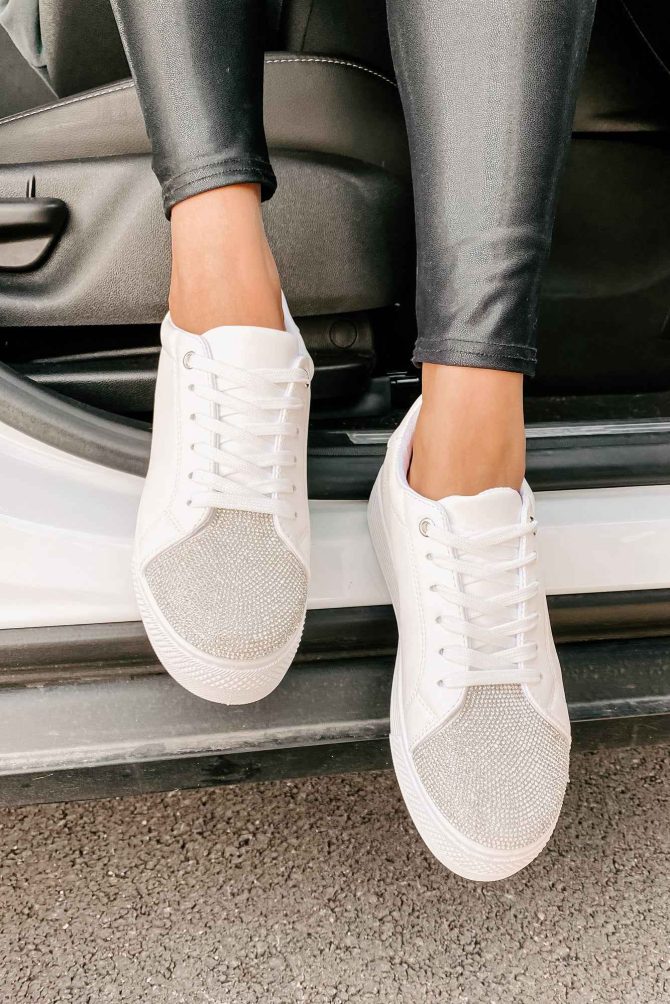Twinkle Toes Rhinestone Embellished Platform Sneaker (White) · NanaMacs - Image 3