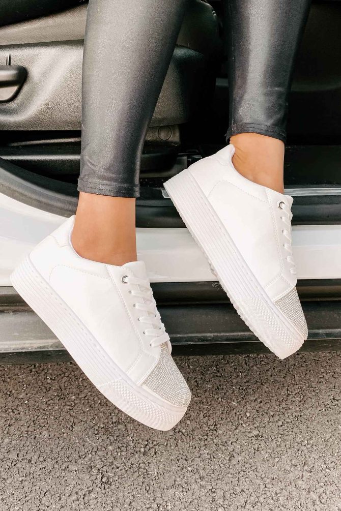 Twinkle Toes Rhinestone Embellished Platform Sneaker (White) · NanaMacs - Image 4