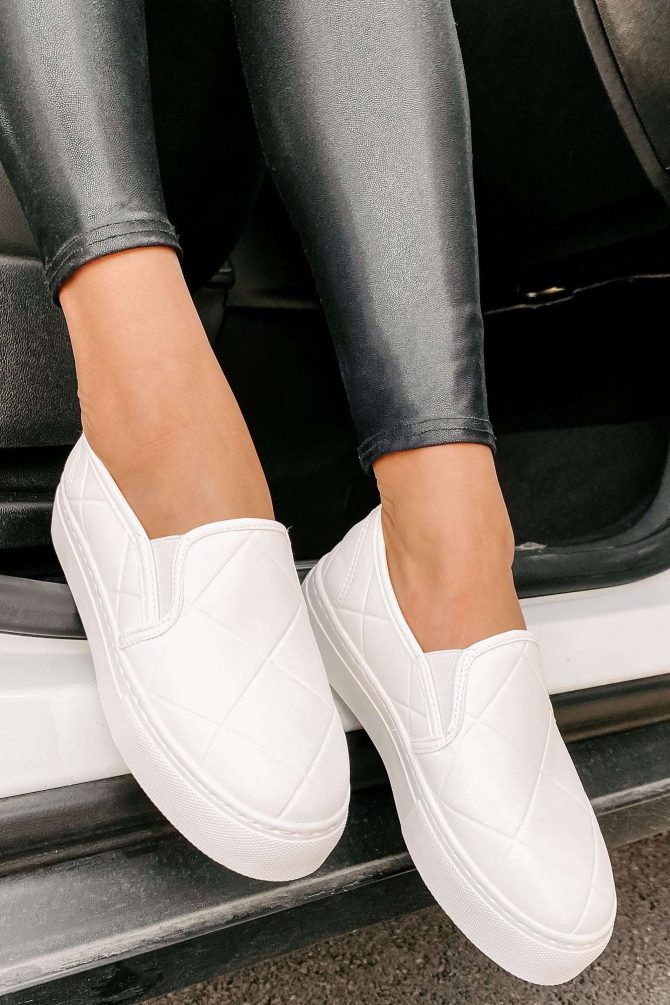 In A Rush Quilted Platform Sneaker (White) · NanaMacs
