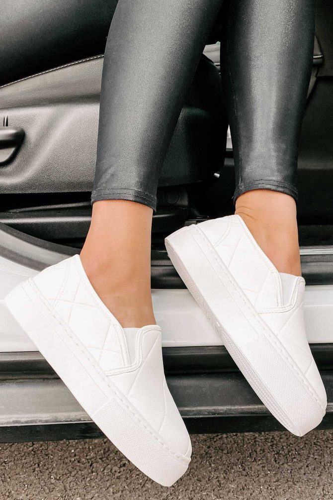 In A Rush Quilted Platform Sneaker (White) · NanaMacs - Image 3
