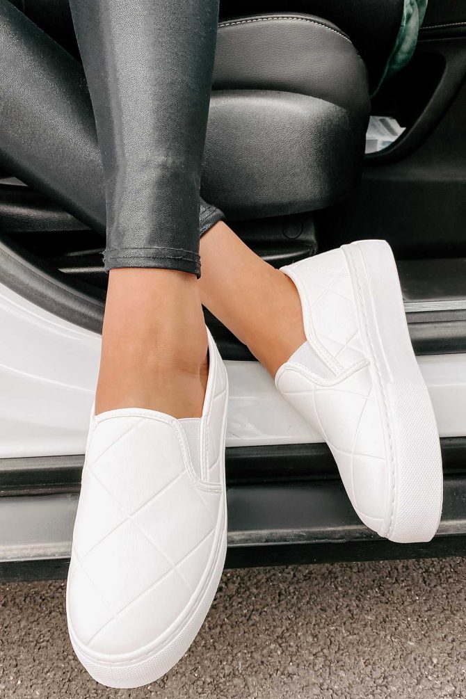 In A Rush Quilted Platform Sneaker (White) · NanaMacs - Image 2
