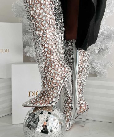 Full Transparency Chunky Rhinestone Boots (Silver/Clear) · NanaMacs