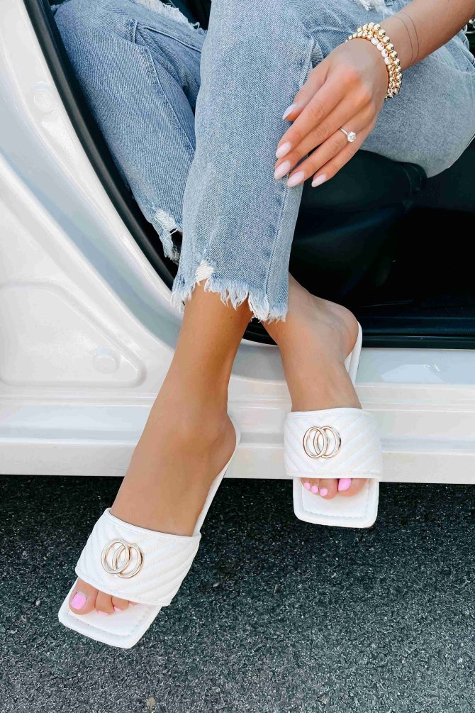 Chic Moments Quilted Sandal (White) · NanaMacs - Image 3