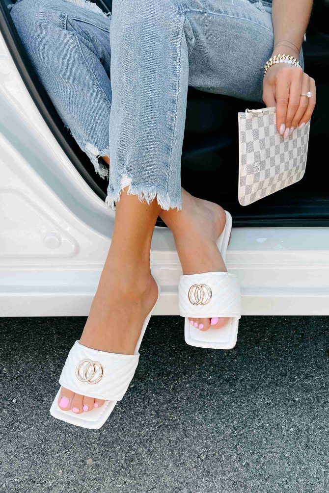 Chic Moments Quilted Sandal (White) · NanaMacs