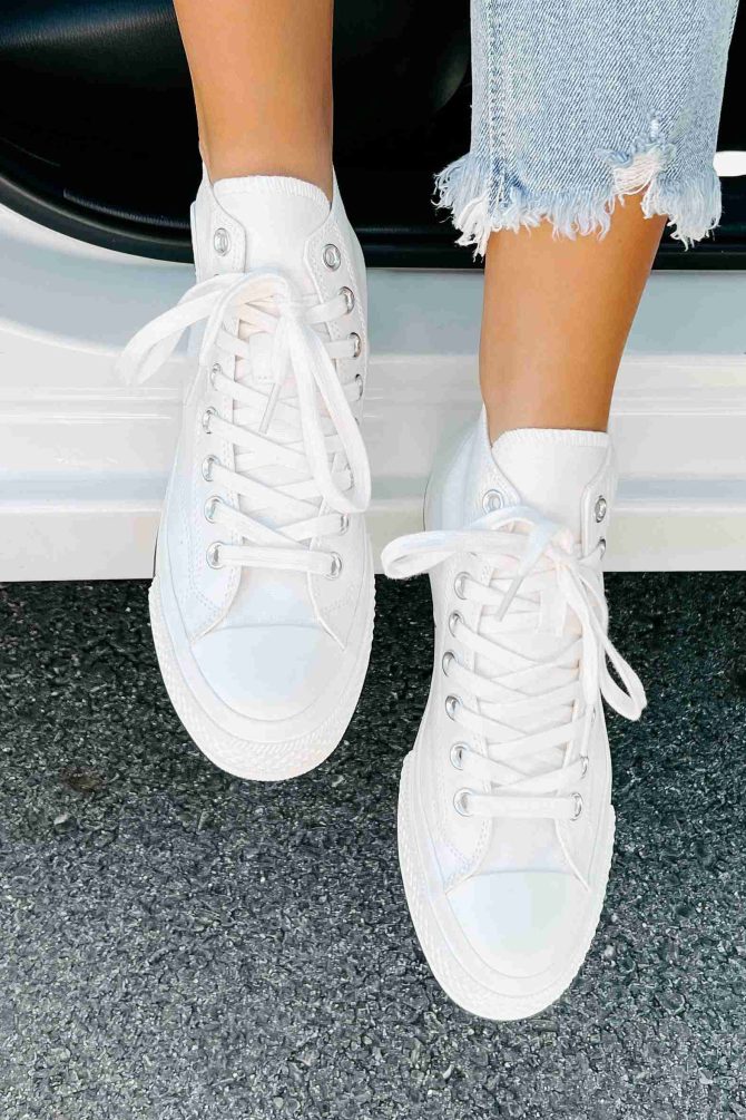 See For Yourself High-Top Canvas Sneakers (White) · NanaMacs - Image 3