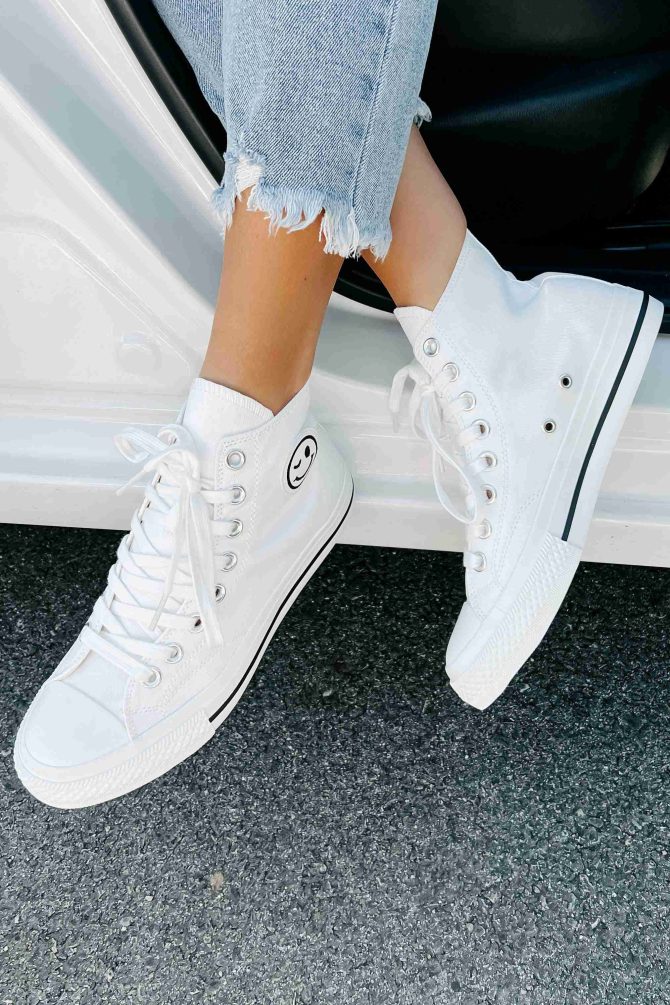 See For Yourself High-Top Canvas Sneakers (White) · NanaMacs - Image 4