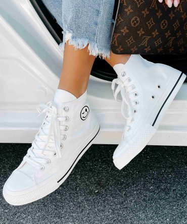 See For Yourself High-Top Canvas Sneakers (White) · NanaMacs