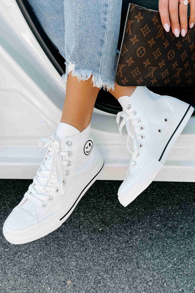 See For Yourself High-Top Canvas Sneakers (White) · NanaMacs