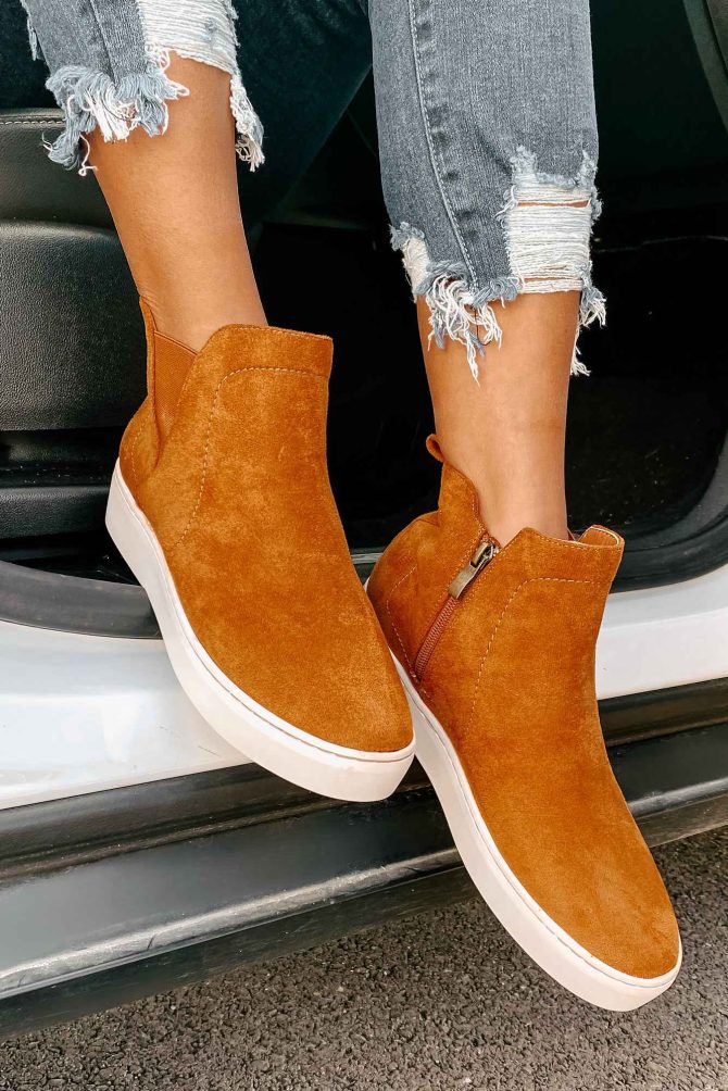 Suede Sweetie Faux Suede High Top Sneakers (Camel) · NanaMacs - Image 3