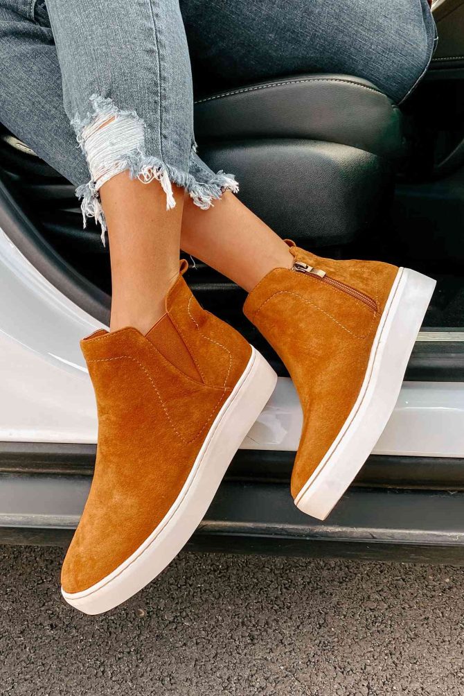 Suede Sweetie Faux Suede High Top Sneakers (Camel) · NanaMacs - Image 4