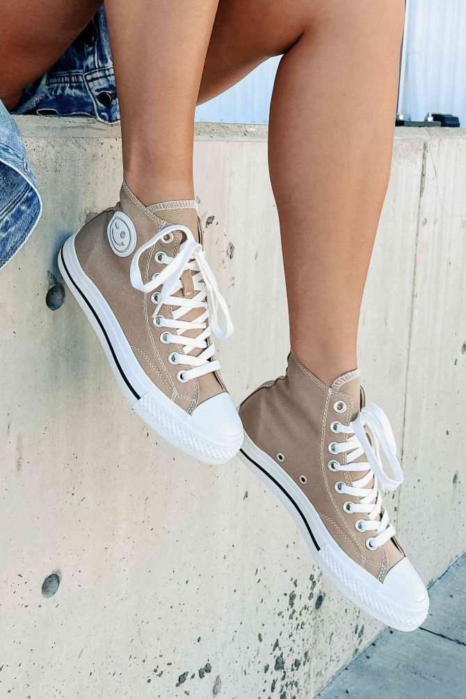 See For Yourself High-Top Canvas Sneakers (Mocha) · NanaMacs - Image 2